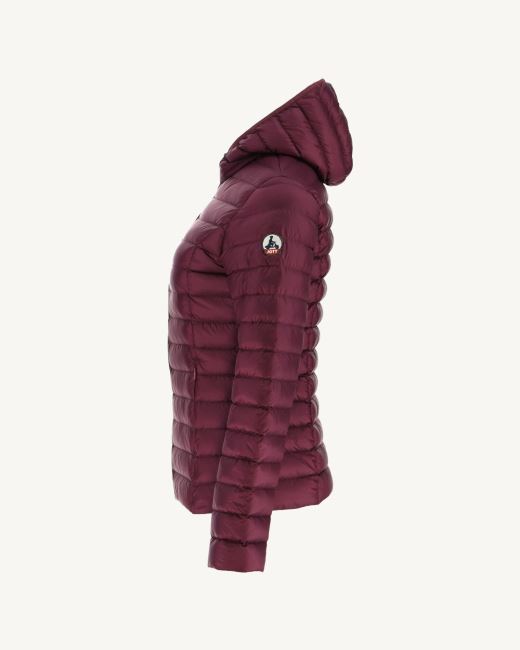 Lightweight Hooded Down Jacket Aubergine Cloe Jott