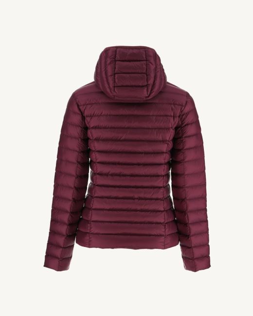 Lightweight Hooded Down Jacket Aubergine Cloe Jott