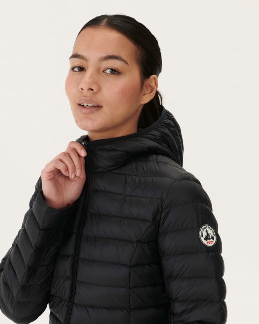Lightweight Hooded Down Jacket Noir Cloe Jott