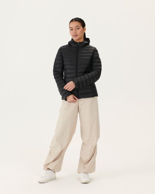 Lightweight Hooded Down Jacket Noir Cloe Jott