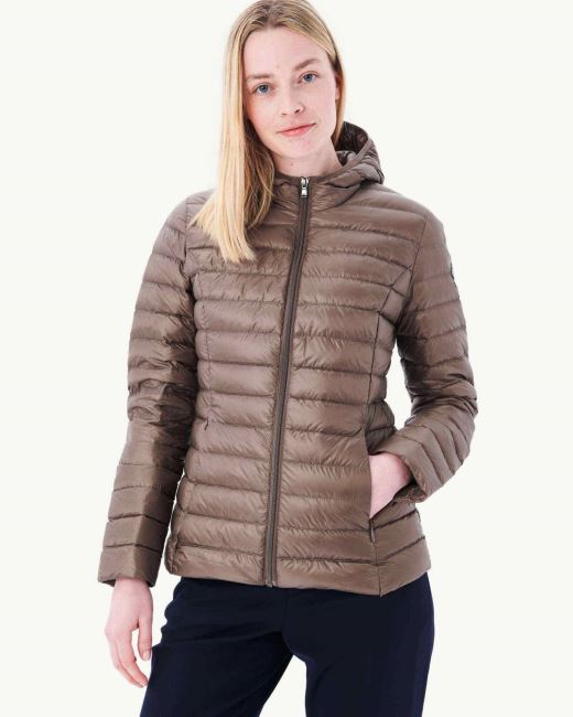 Lightweight Hooded Down Jacket Taupe Cloe Jott