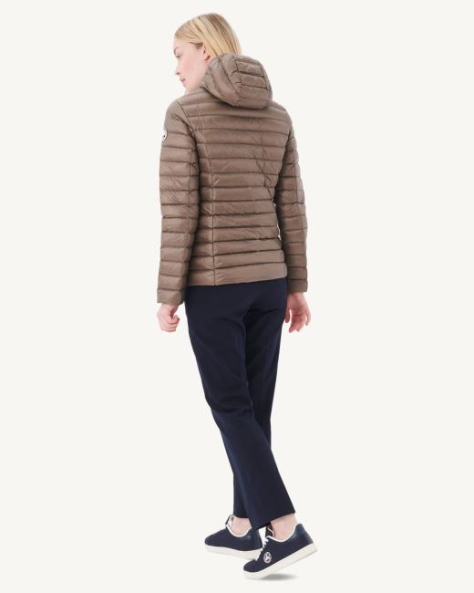 Lightweight Hooded Down Jacket Taupe Cloe Jott