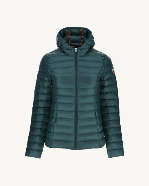 Lightweight Hooded Down Jacket Vert Fonce Cloe Jott