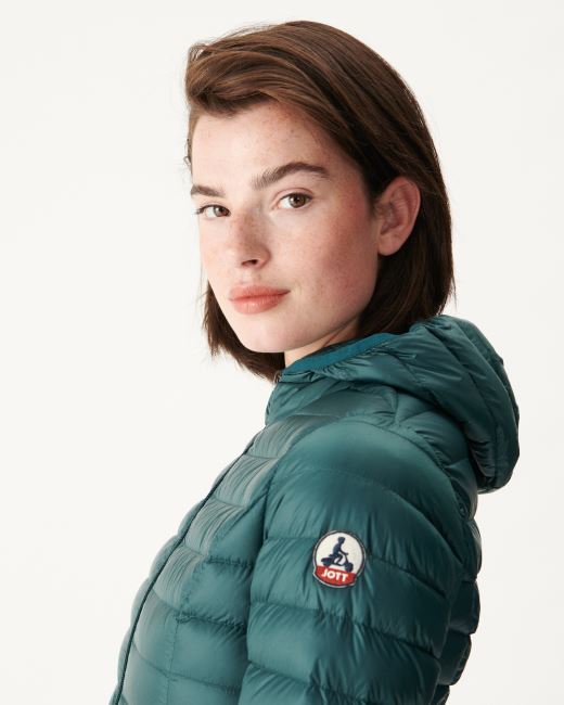 Lightweight Hooded Down Jacket Vert Fonce Cloe Jott