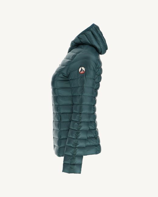 Lightweight Hooded Down Jacket Vert Fonce Cloe Jott