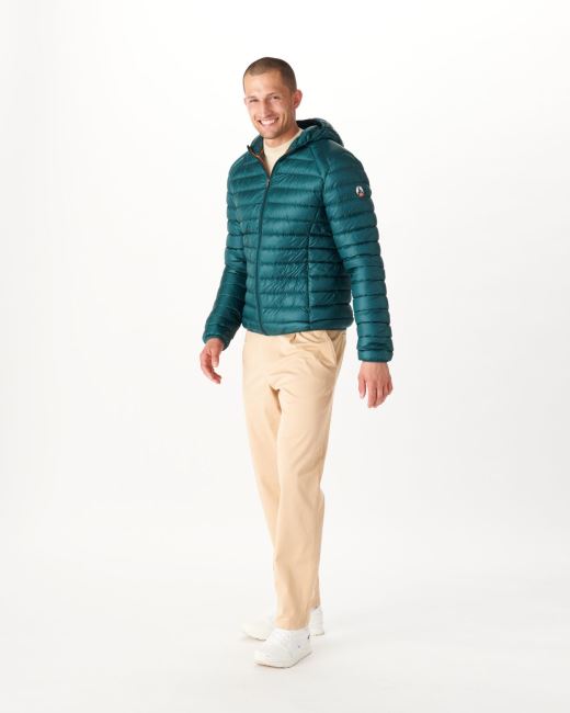 Lightweight Hooded Down Jacket Vert Fonce Nico Jott
