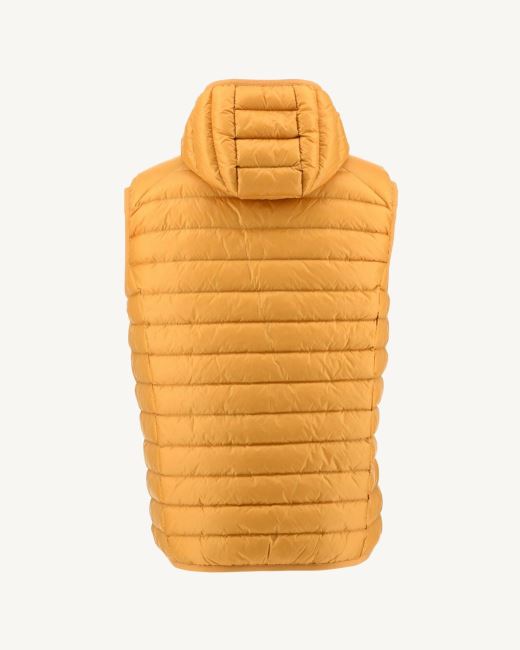 Mustard Yellow Hooded Sleeveless Down Jacket Pat Jott