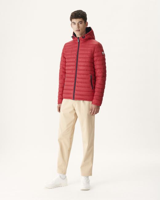 Navy Blue/Red Reversible Hooded Puffer Jacket Bergen Jott