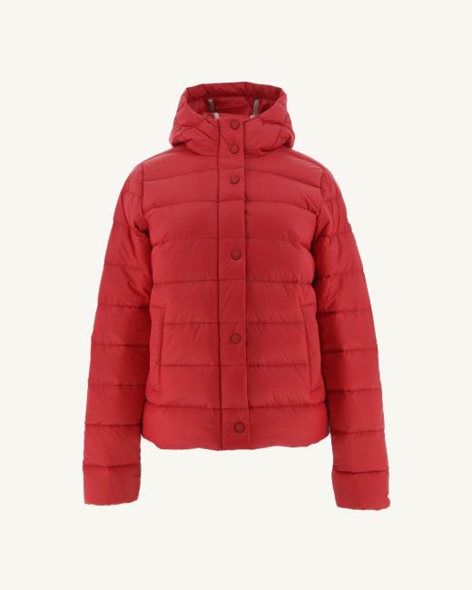 Red Jane Straight Hooded Puffer Jacket Jott