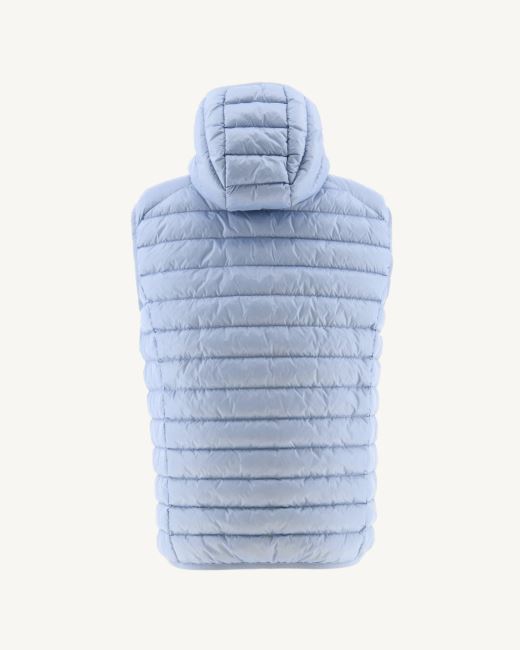Soft Blue Hooded Sleeveless Down Jacket Pat Jott