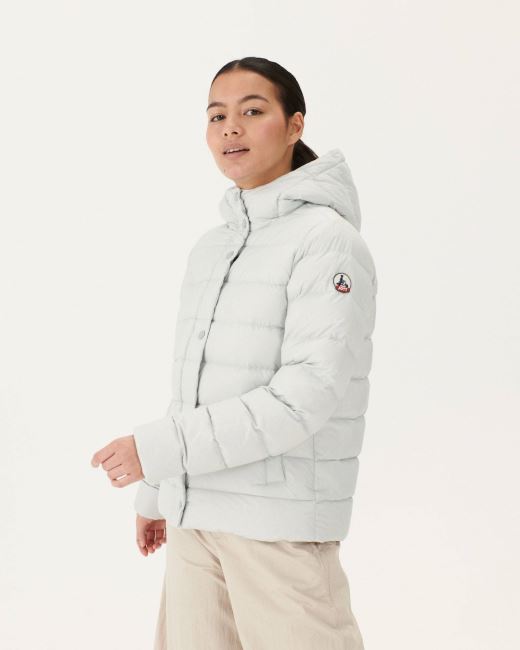 Soft Grey Jane Straight Hooded Puffer Jacket Jott