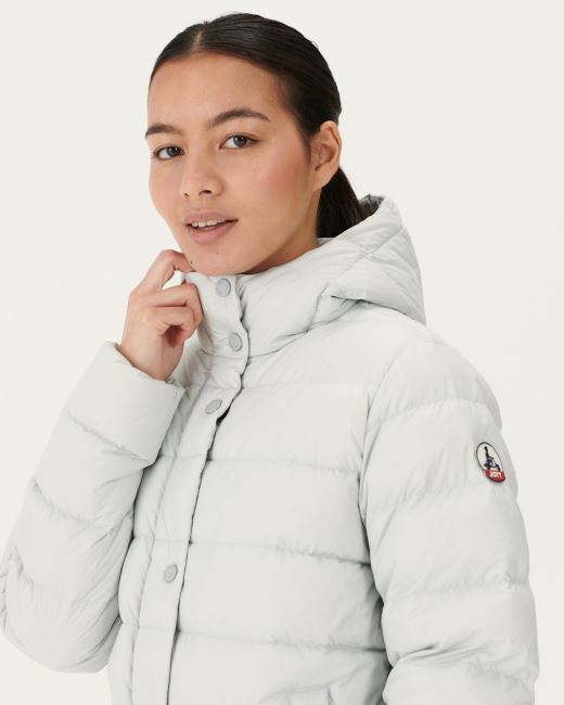 Soft Grey Jane Straight Hooded Puffer Jacket Jott