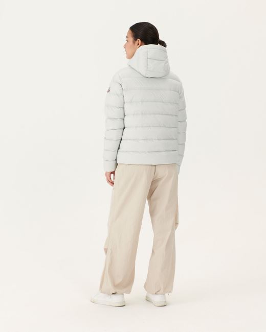 Soft Grey Jane Straight Hooded Puffer Jacket Jott