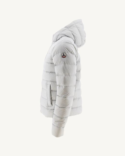 Soft Grey Jane Straight Hooded Puffer Jacket Jott