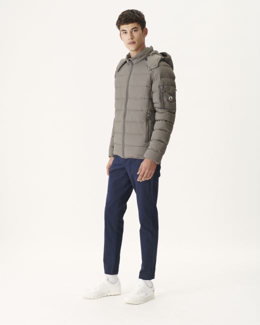 Taupe Extreme Cold Hooded Down Jacket Adrien Jott