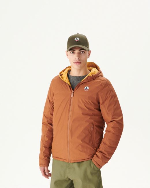 Caramel/Moutarde Reversible Hooded Puffer Jacket Bergen Jott