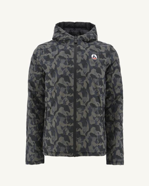 Jott Print Militaire/Noir Reversible Hooded Puffer Jacket Bergen