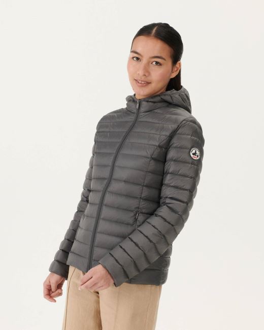 Lightweight Hooded Down Jacket Anthracite Cloe Jott