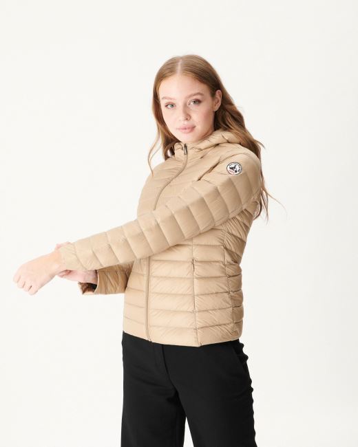 Jott Lightweight Hooded Down Jacket Beige Cloe