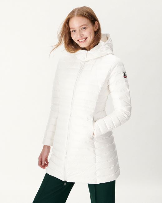 Jott Long Hooded Down Jacket Blanc Vero