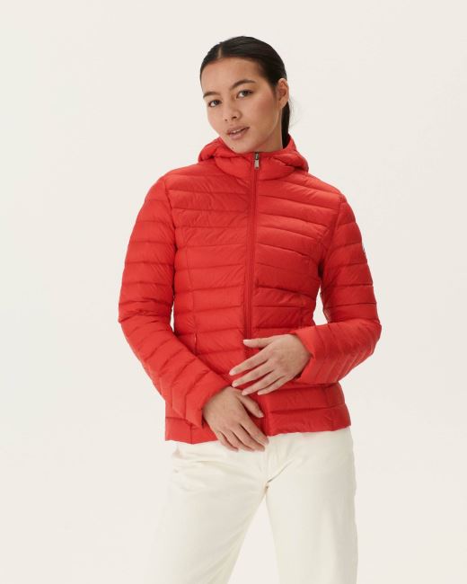 Jott Lightweight Hooded Down Jacket Fire Red Cloe