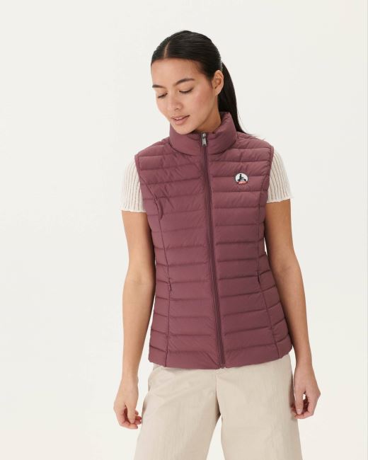 Burgundy Grenada Stretch Sleeveless Puffer Jacket Jott