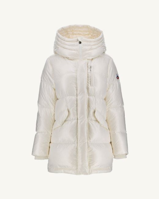 Jott White Hooded Lacquered Down Jacket Santa